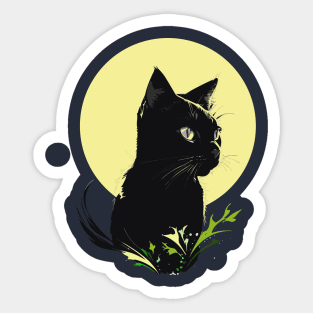 Moonlight black cat Sticker